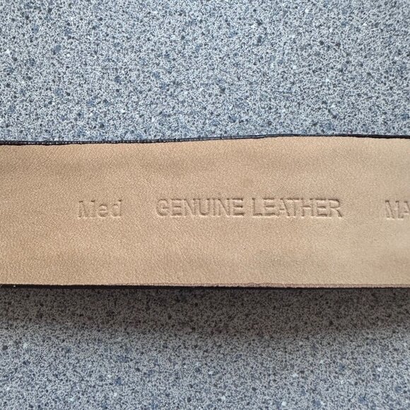 Brown Genuine Leather Hook And Loop Belt Women Medium Embroidered Stitching - Picture 4 of 10